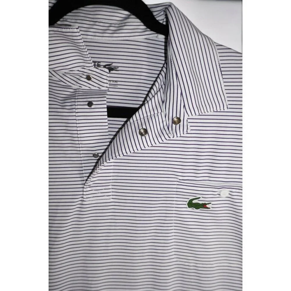Lacoste Sport Polo Shirt - Men's XXL - Striped Purple & White 🐊